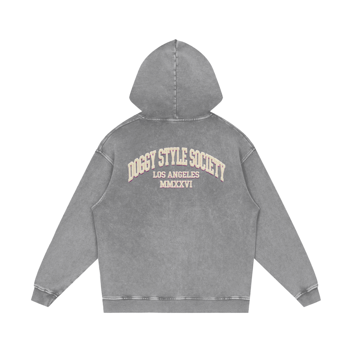 Doggy Style Societ- Varsity Vintage print- Luxury Snow Washed Loose Cotton Hoodie