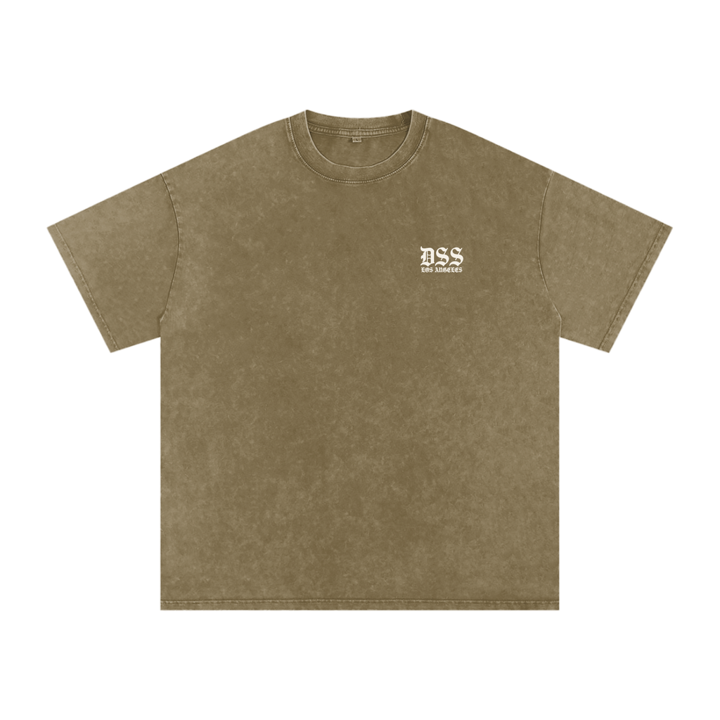DSS LA Arch Oversized Snow Washed Tee - Washed Black - Bone-LA Rue