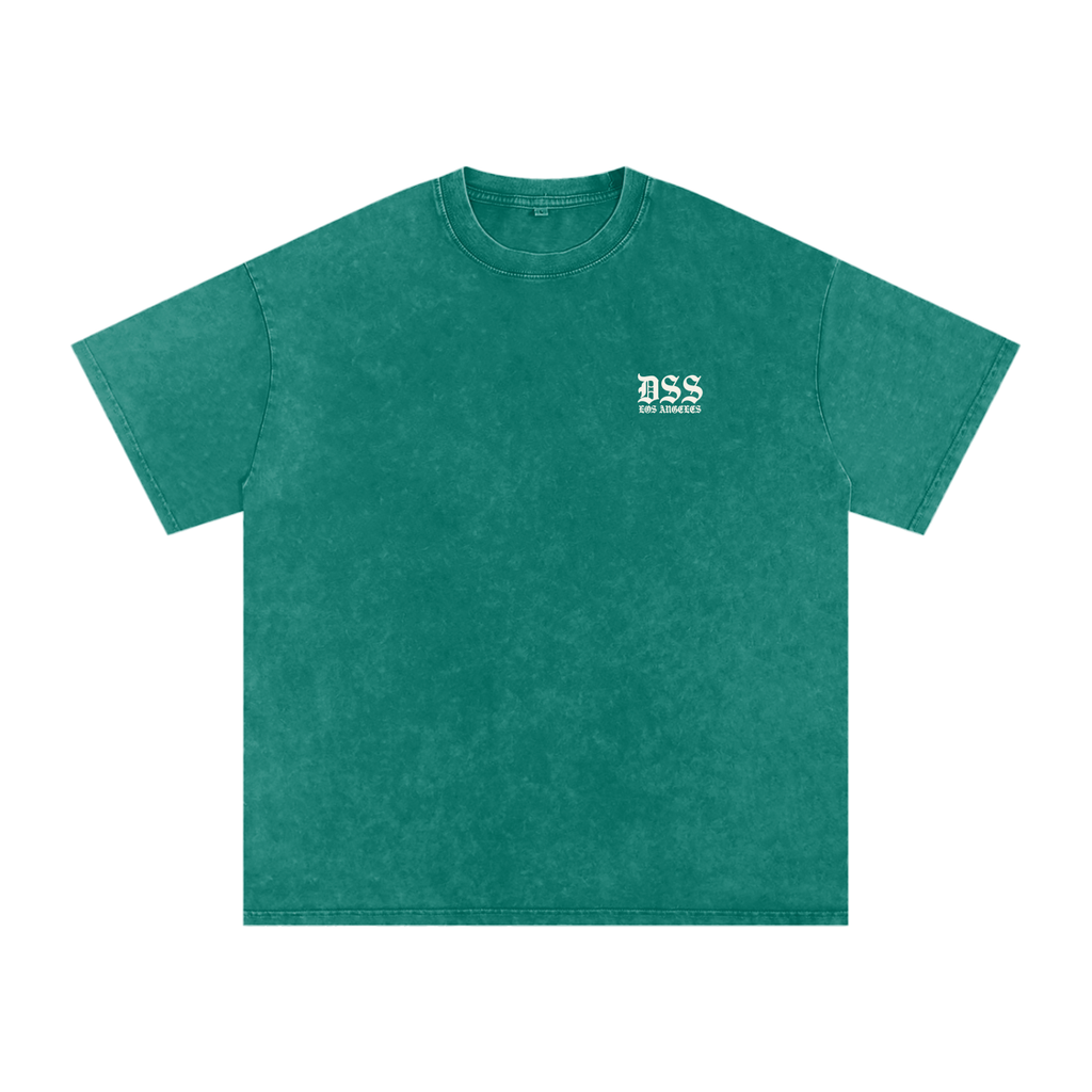 DSS LA Arch Oversized Snow Washed Tee - Washed Black - Bone-LA Rue