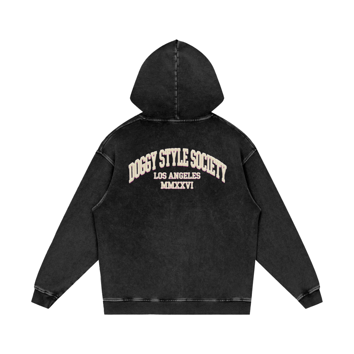Doggy Style Societ- Varsity Vintage print- Luxury Snow Washed Loose Cotton Hoodie