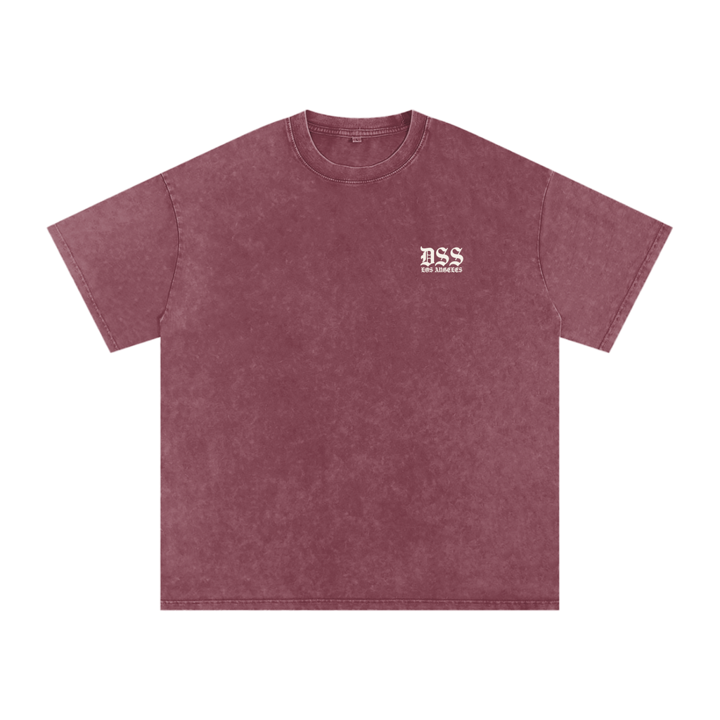 DSS LA Arch Oversized Snow Washed Tee - Washed Black - Bone-LA Rue