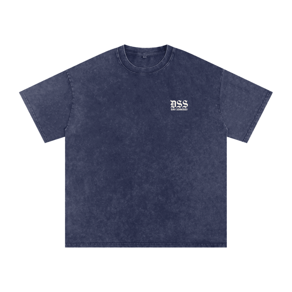 DSS LA Arch Oversized Snow Washed Tee - Washed Black - Bone-LA Rue