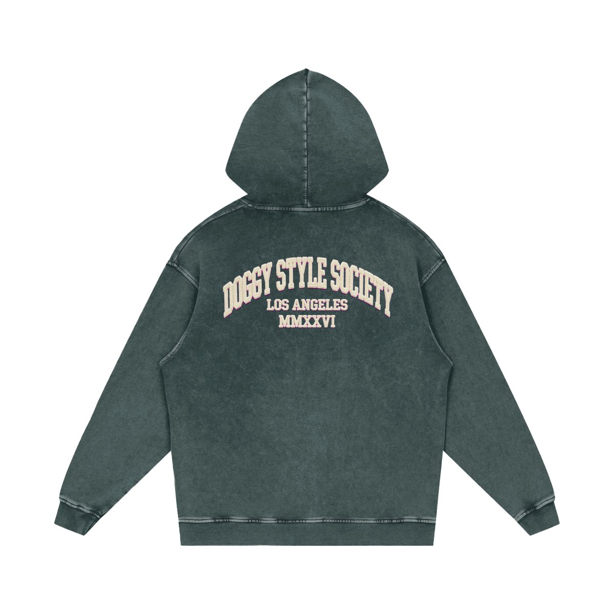 Doggy Style Societ- Varsity Vintage print- Luxury Snow Washed Loose Cotton Hoodie