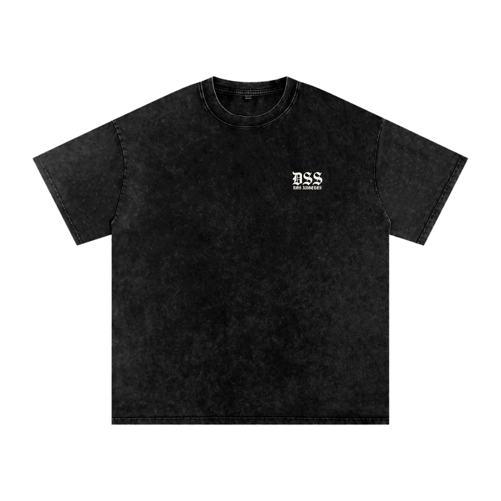 DSS LA Arch Oversized Snow Washed Tee - Washed Black - Bone-LA Rue