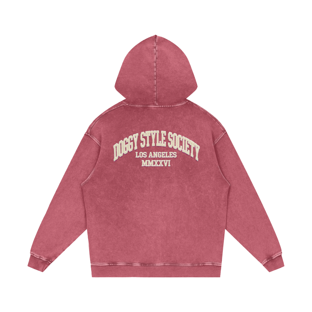 Doggy Style Societ- Varsity Vintage print- Luxury Snow Washed Loose Cotton Hoodie