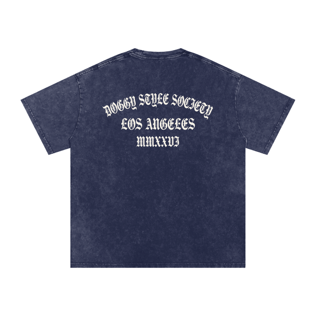 DSS LA Arch Oversized Snow Washed Tee - Washed Black - Bone-LA Rue