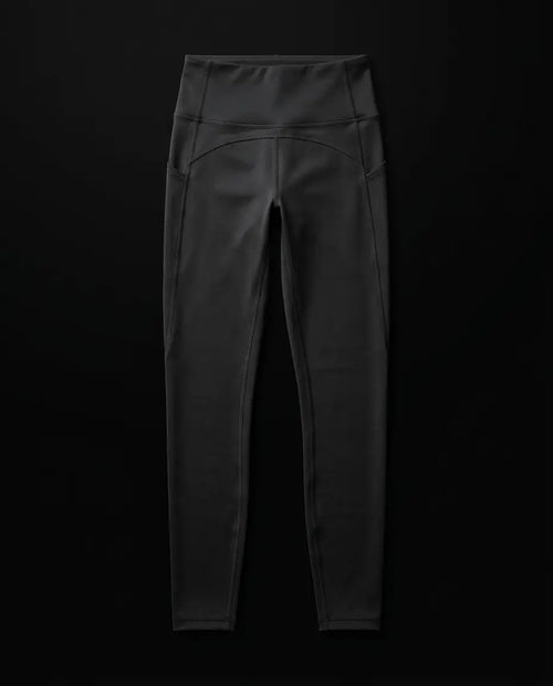 Black on Black Yoga Pants with Hidden Phone Pocket, flat-lay