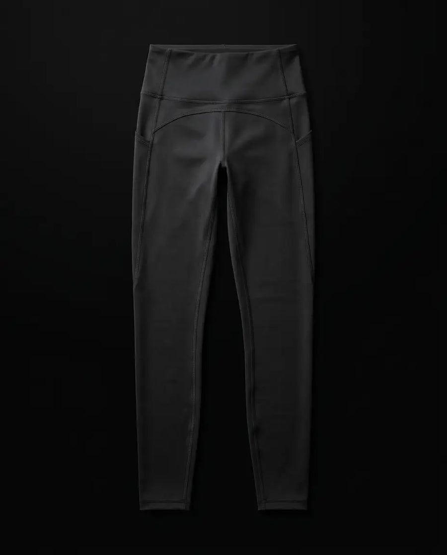 Black on Black Yoga Pants with Hidden Phone Pocket, flat-lay